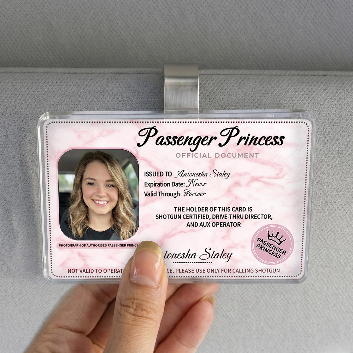 Custom Passenger Princess Car Visor Clip, Car Accessories Owner Gift for Boyfriend, Girl Friend Photo Car visor, Car Decor Gift for Husband