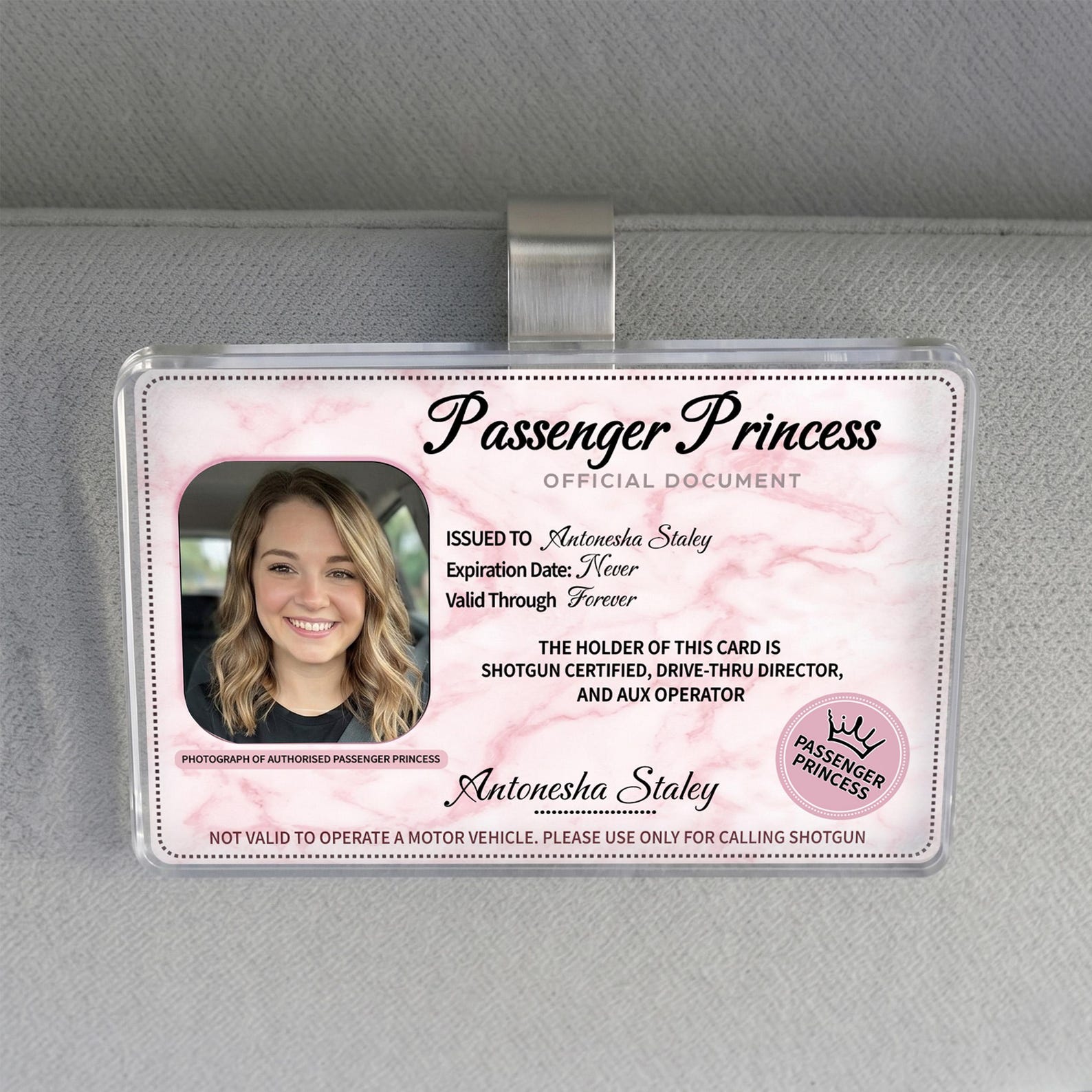 Custom Passenger Princess Car Visor Clip, Car Accessories Owner Gift for Boyfriend, Girl Friend Photo Car visor, Car Decor Gift for Husband