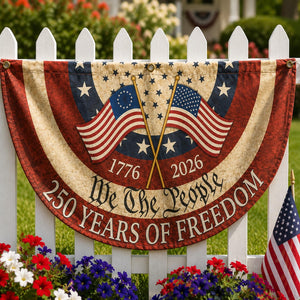 250th Anniversary Bunting Flag, 250th Anniversary Banner, We The People Banner, 1776 2026 American Flag, Patriotic Porch Fence Decor