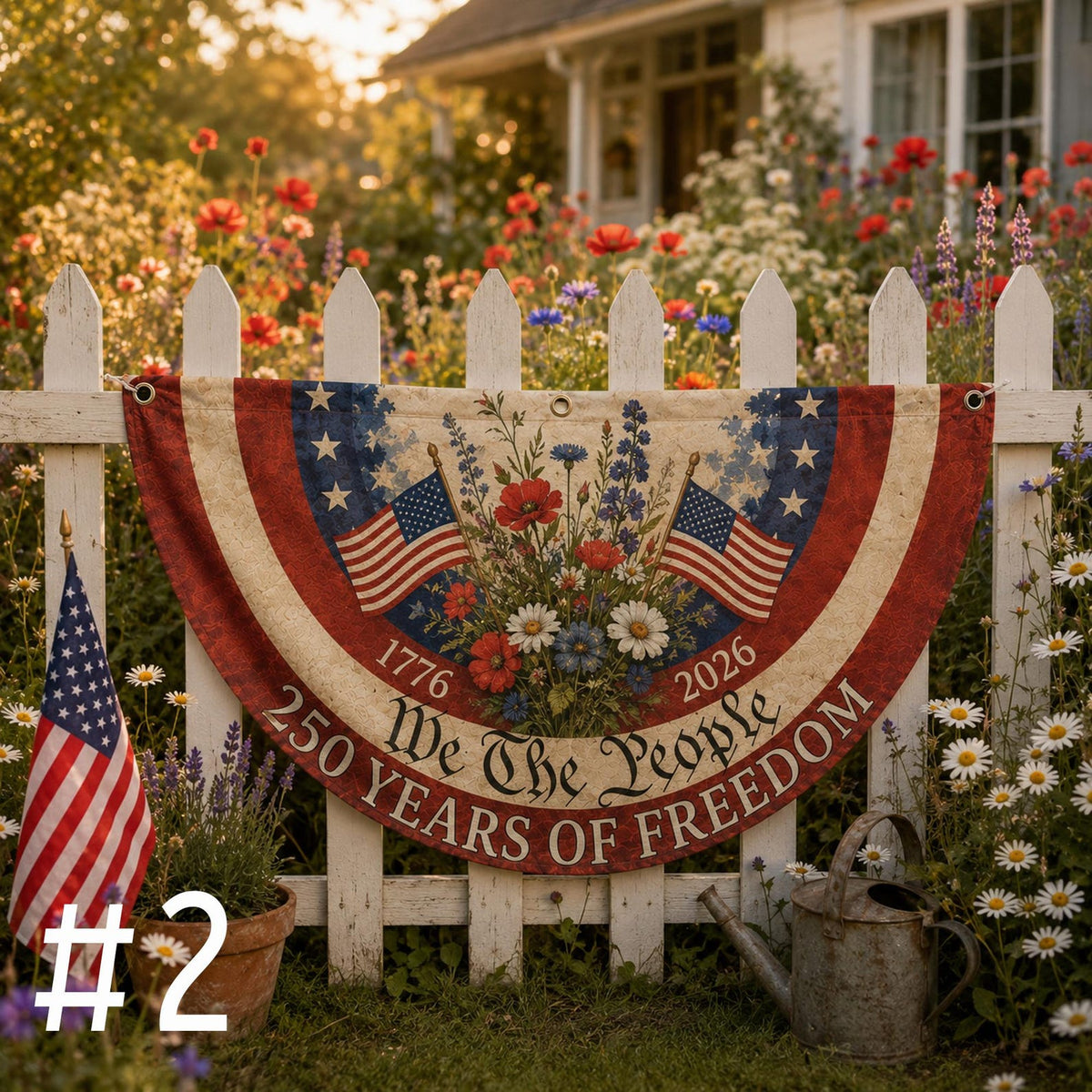 250th Anniversary Bunting Flag, 250th Anniversary Banner, We The People Banner, 1776 2026 American Flag, Patriotic Porch Fence Decor