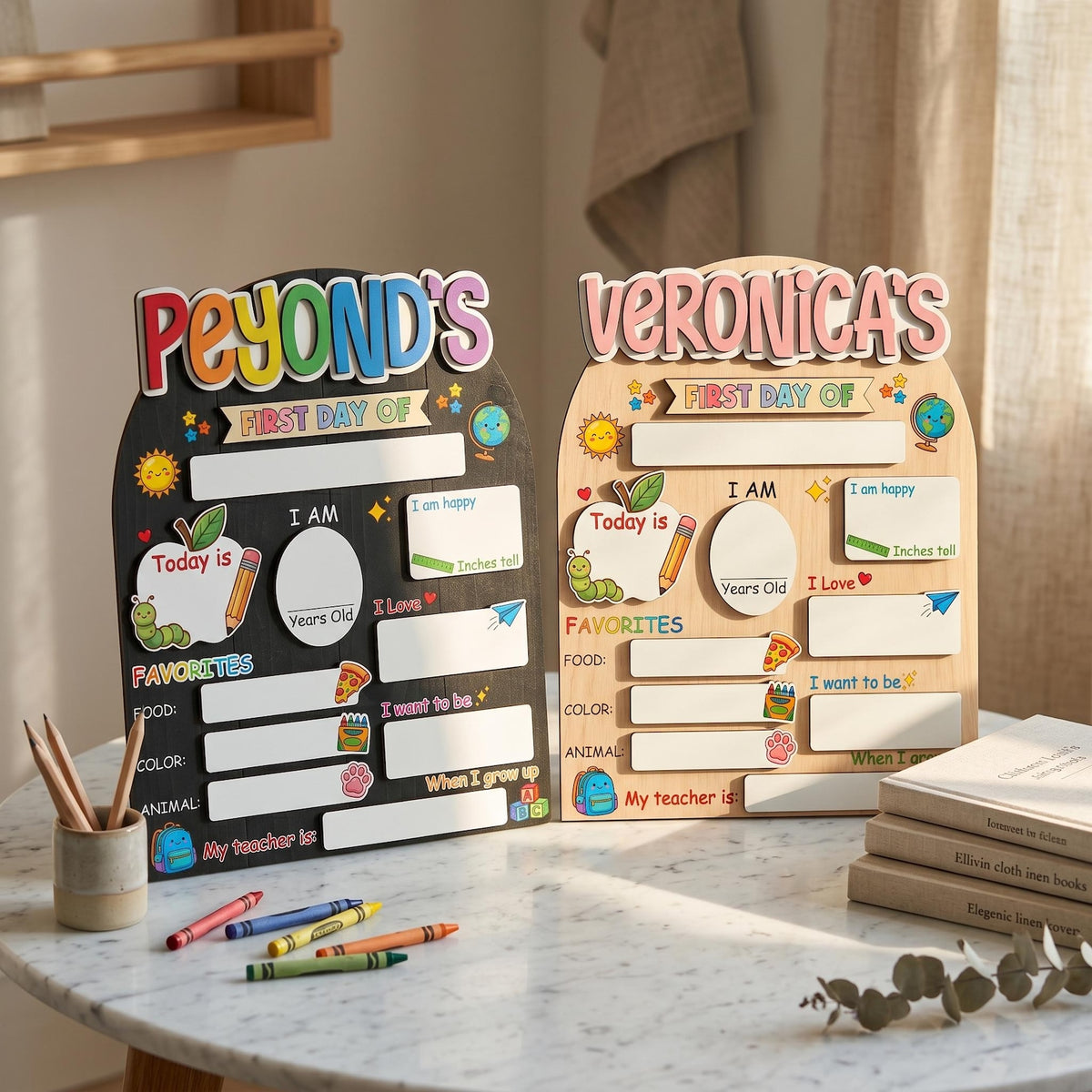 Custom First Day of School Sign,Preschool Back to School Board Kid Gift,Kindergarten 1st Day of School Photo Prop,Last Day School Name Sign