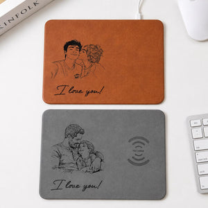 Personalized Fathers Day Gift Custom Photo Sketch Charging Pad, Custom Wireless Charger Pad For Husband Dad, Office Husband Desk Decor