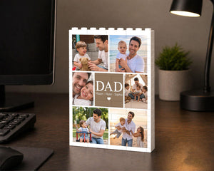 Custom Photo Collage Dad And Kids Building Blocks, Fathers Day Gift for Him, Bricks Puzzle Gift for Husband, New Dad Gift, Family Keepsake