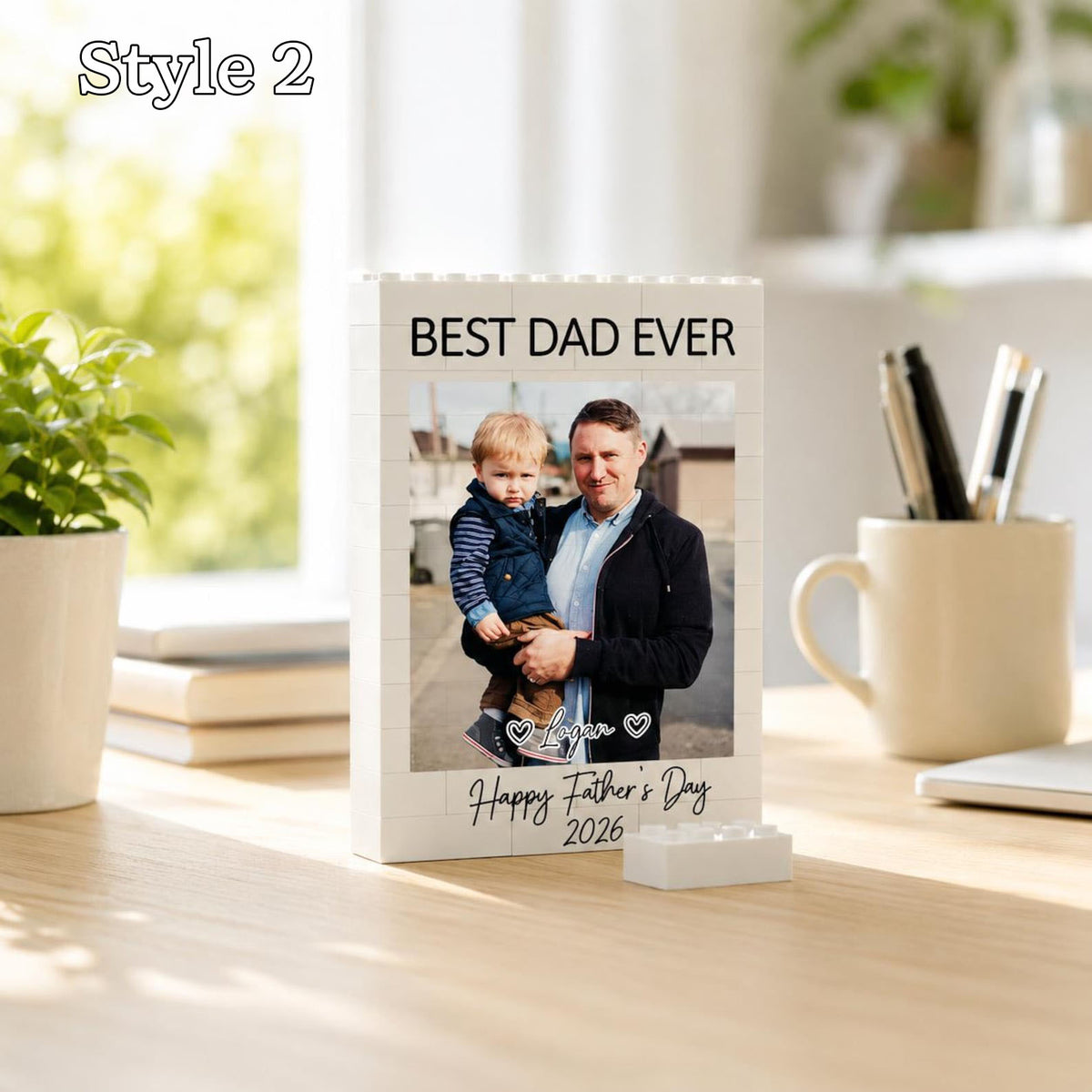 Personalized Father's Day Gift For Dad, Custom Photo Building Block, Daddy And Me Puzzle Block, Custom Brick Figures from Photo, Gamer Dad