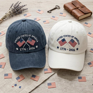 United States of America 250th Anniversary Hat, 1776-2026 Embroidered Dad Cap, 4th of July Celebration Headwear, Patriotic Flag Hat