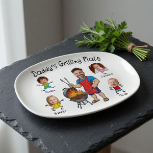Personalized Daddy Grilling Plate, Custom BBQ Plate with Kids Faces, Father Gift