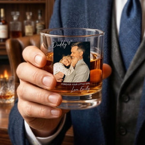 Personalized Photo Whiskey Crystal Glass for Dad, Custom Picture Dad Wine Glass, Gift for Dad, Father's Day Gift from Daughter Son,Dad Gift