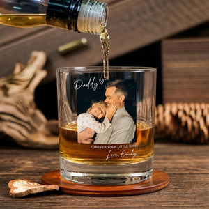 Personalized Photo Whiskey Crystal Glass for Dad, Custom Picture Dad Wine Glass, Gift for Dad, Father's Day Gift from Daughter Son,Dad Gift