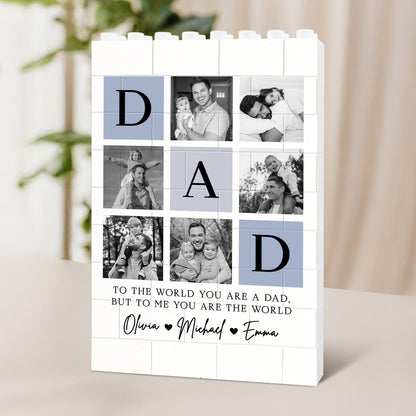 Personalized Fathers Day Building Block for Dad, Custom Picture Puzzle Gifts, Fathers Day Gift from Kids, Family Keepsake, Dad Birthday Gift