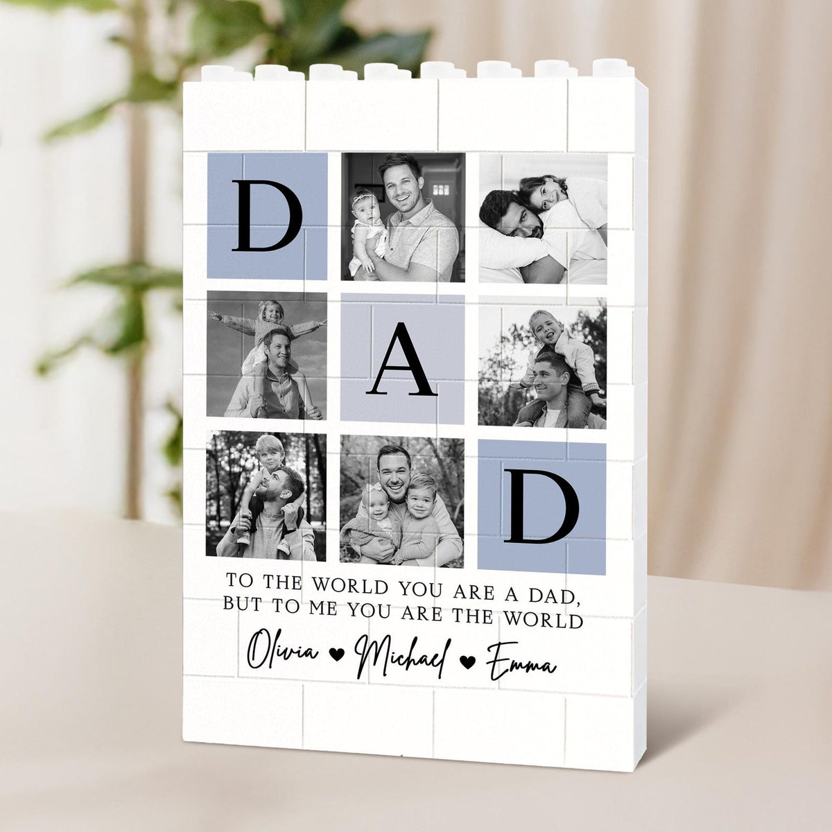Personalized Fathers Day Building Block for Dad, Custom Picture Puzzle Gifts, Fathers Day Gift from Kids, Family Keepsake, Dad Birthday Gift