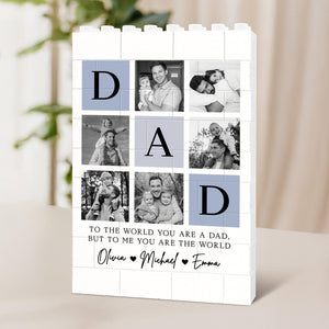 Personalized Fathers Day Building Block for Dad, Custom Picture Puzzle Gifts, Fathers Day Gift from Kids, Family Keepsake, Dad Birthday Gift