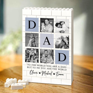 Personalized Fathers Day Building Block for Dad, Custom Picture Puzzle Gifts, Fathers Day Gift from Kids, Family Keepsake, Dad Birthday Gift