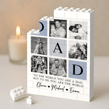 Personalized Fathers Day Building Block for Dad, Custom Picture Puzzle Gifts, Fathers Day Gift from Kids, Family Keepsake, Dad Birthday Gift