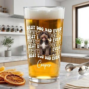 Personalized Dog Dad Photo Beer Glass: Fathers Day Gift for Dog Owner, Pint Beer Glass For Him, Husband Fathers Day Gifts, Dog Lover Gift