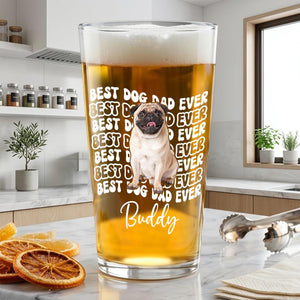 Personalized Dog Dad Photo Beer Glass: Fathers Day Gift for Dog Owner, Pint Beer Glass For Him, Husband Fathers Day Gifts, Dog Lover Gift