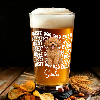 Personalized Dog Dad Photo Beer Glass: Fathers Day Gift for Dog Owner, Pint Beer Glass For Him, Husband Fathers Day Gifts, Dog Lover Gift