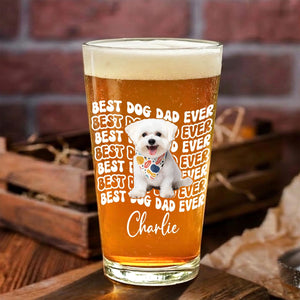 Personalized Dog Dad Photo Beer Glass: Fathers Day Gift for Dog Owner, Pint Beer Glass For Him, Husband Fathers Day Gifts, Dog Lover Gift
