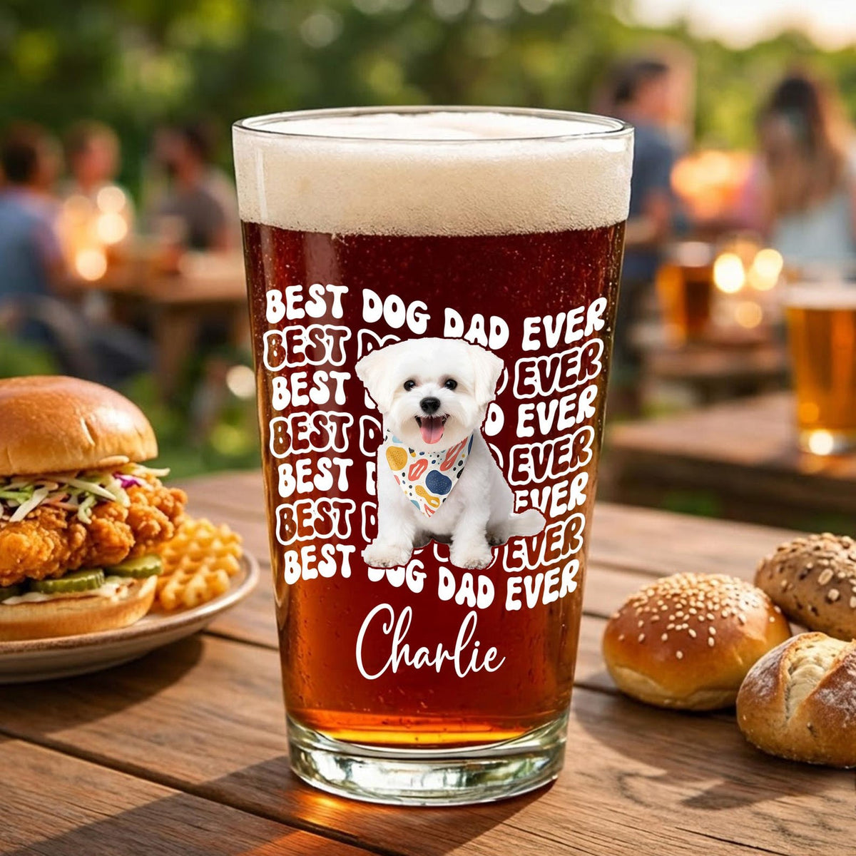 Personalized Dog Dad Photo Beer Glass: Fathers Day Gift for Dog Owner, Pint Beer Glass For Him, Husband Fathers Day Gifts, Dog Lover Gift