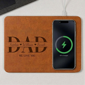 Custom Dad Charging Mouse Pad, Father's Day Gift For Husband, Daddy Custom Mouse Pad, First's Father Day Gift