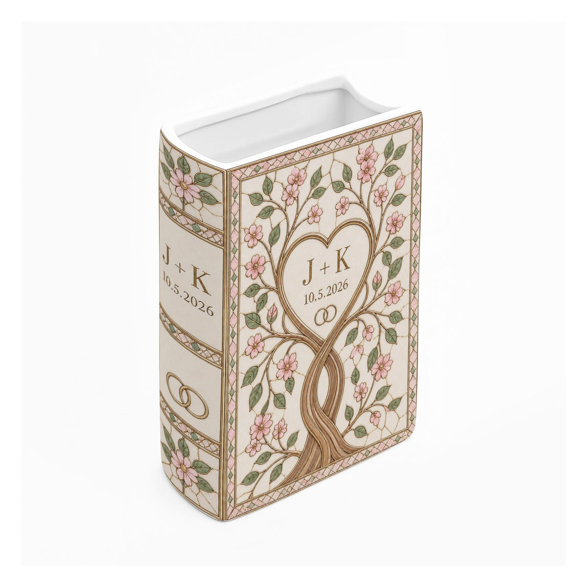 Personalized Wedding Book Vase, Custom Couple Name Vase, Heart Tree Decor, Wedding Anniversary Gift, Anniversary Gift