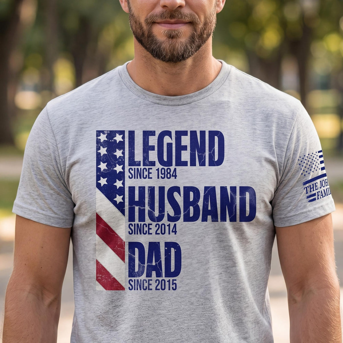 Custom Legend Husband Dad Grandpa T-Shirt Now with Personalized Sleeve Print