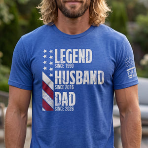 Custom Legend Husband Dad Grandpa T-Shirt Now with Personalized Sleeve Print