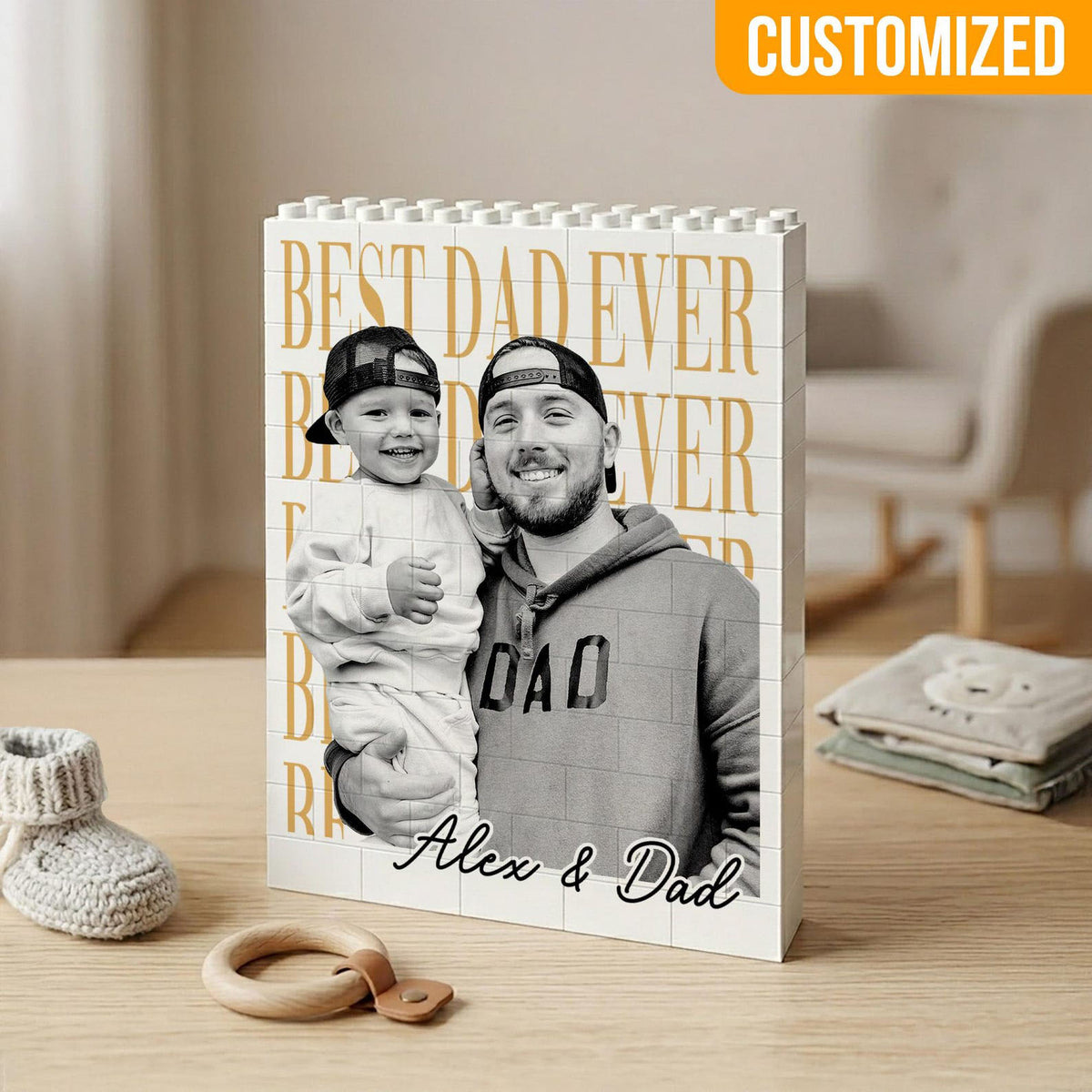 Personalized Dad Photo Building Block, Fathers Day Gifts For Husband, Bricks Puzzle Gift for Him and Kid, Daddy Gift from Kid, Best Dad Ever