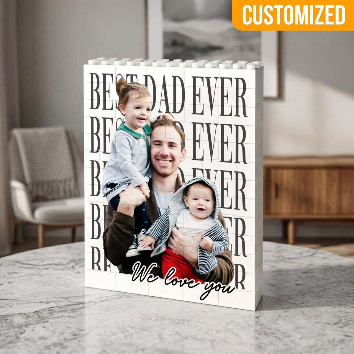 Personalized Dad Photo Building Block, Fathers Day Gifts For Husband, Bricks Puzzle Gift for Him and Kid, Daddy Gift from Kid, Best Dad Ever