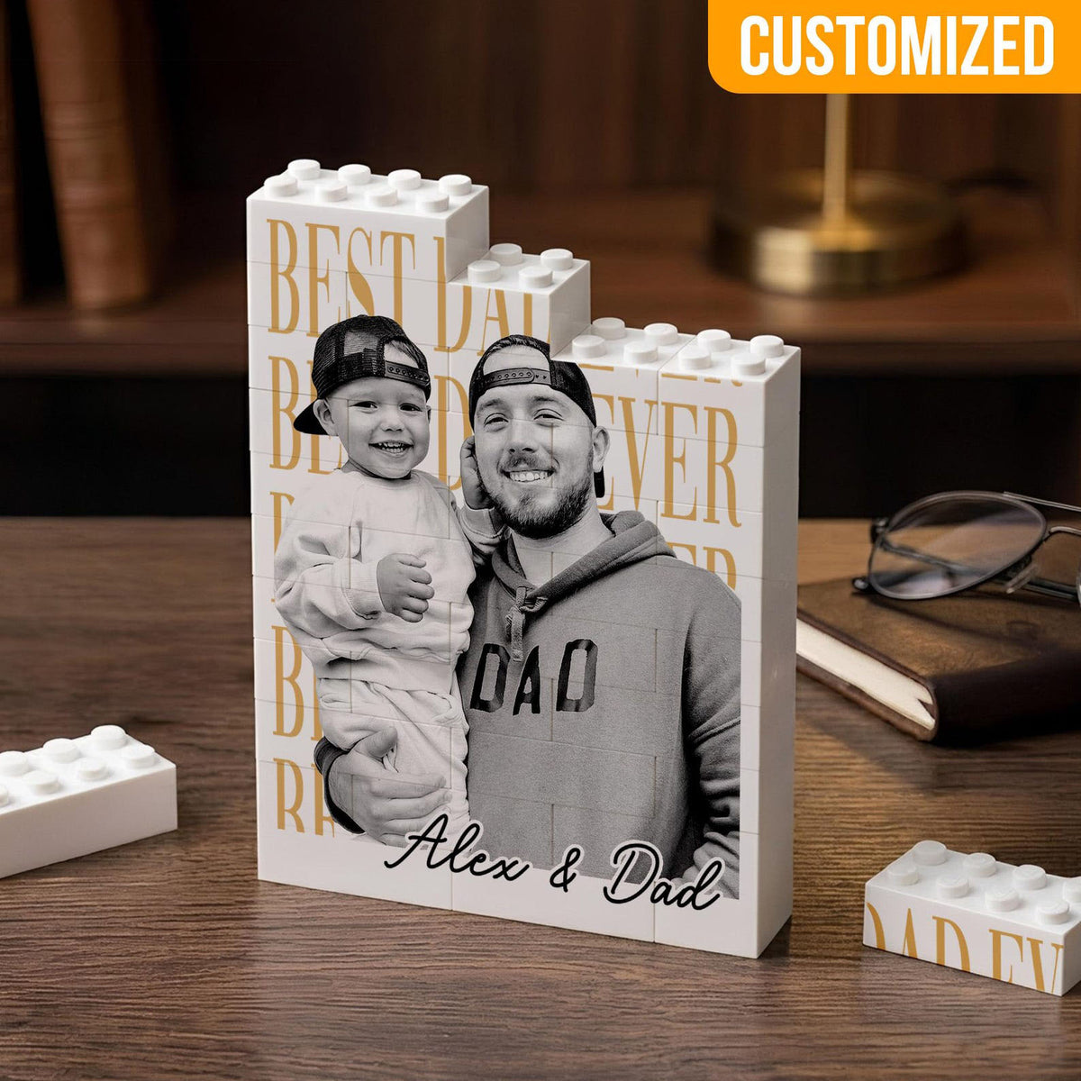 Personalized Dad Photo Building Block, Fathers Day Gifts For Husband, Bricks Puzzle Gift for Him and Kid, Daddy Gift from Kid, Best Dad Ever