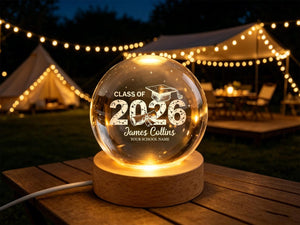 Crystal Graduation Ball Class Of 2026 2027 Gift For Graduate, Personalized Keepsake Decor, Senior Graduation Memory