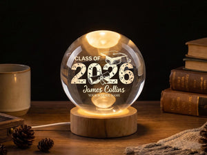 Crystal Graduation Ball Class Of 2026 2027 Gift For Graduate, Personalized Keepsake Decor, Senior Graduation Memory