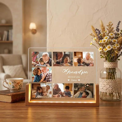 Personalized Photo Night Light LED Fathers Day Gift Photo Collage Acrylic Light Dad Gift from Kids