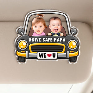 Personalized Kids Photo Car Visor Clip, Drive Safe Daddy Visor Clip, Custom Baby Face Gift For Dad, New Grandpa Gift