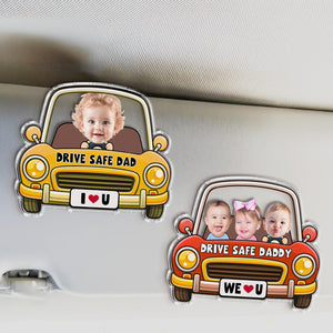 Personalized Kids Photo Car Visor Clip, Drive Safe Daddy Visor Clip, Custom Baby Face Gift For Dad, New Grandpa Gift