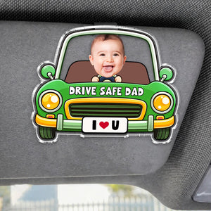 Personalized Kids Photo Car Visor Clip, Drive Safe Daddy Visor Clip, Custom Baby Face Gift For Dad, New Grandpa Gift