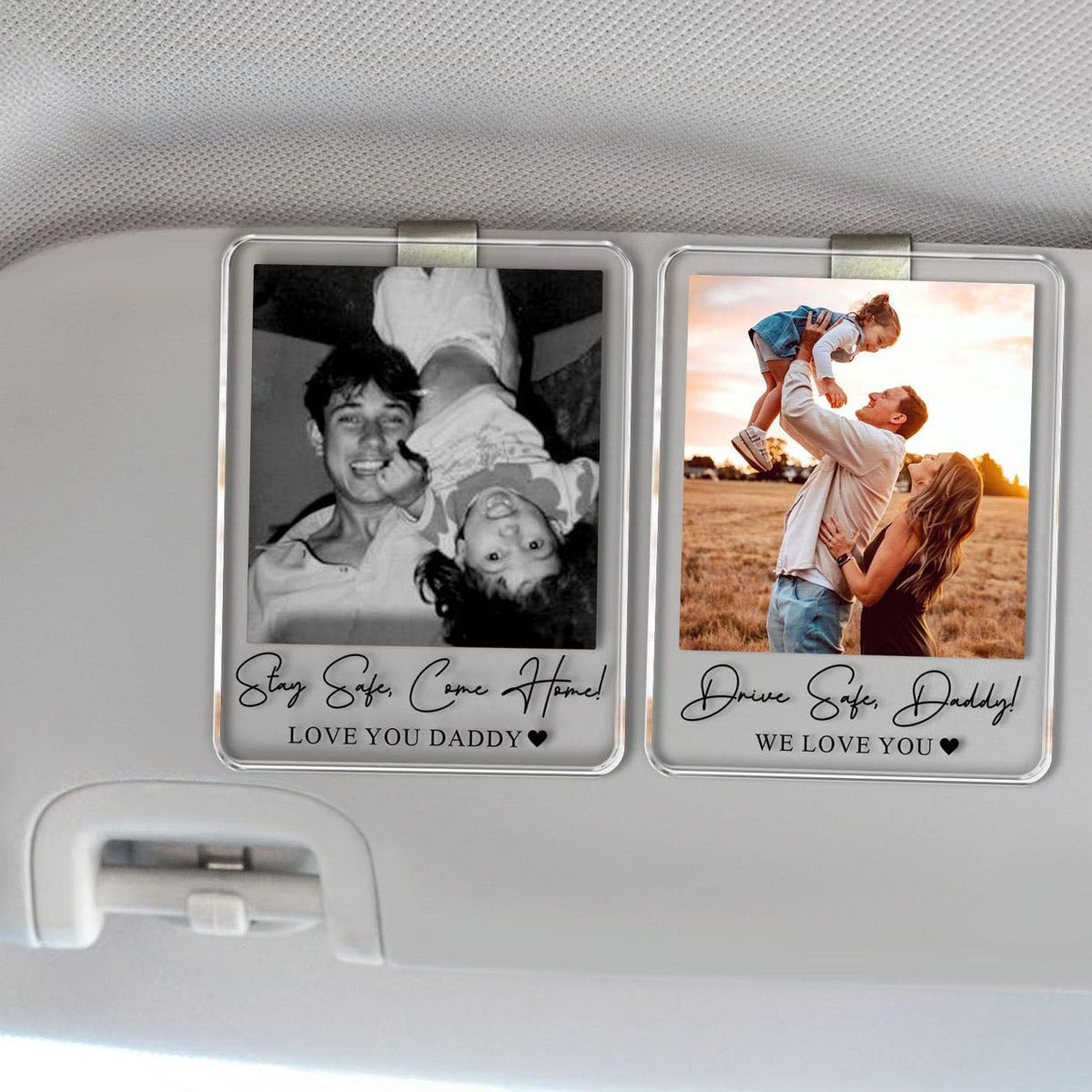Personalized Unique Gift For Dad, Custom Photo Car Visor Clip, Baby Photo Car Sun Visor, Drive Safe Daddy, 1st Fathers Day Gift For Husband