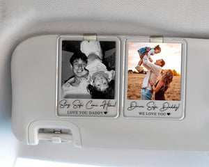 Personalized Unique Gift For Dad, Custom Photo Car Visor Clip, Baby Photo Car Sun Visor, Drive Safe Daddy, 1st Fathers Day Gift For Husband
