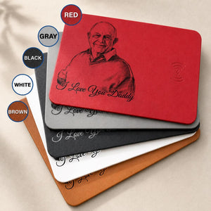 Custom Photo Sketch Line Art Wireless Charging Pad, Fathers Day 2026 Gift For Husband, Personalized Leather Charger Mat, Dad Office Decor