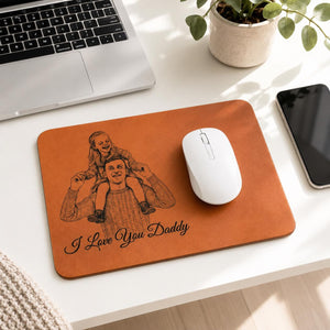 Custom Photo Sketch Line Art Wireless Charging Pad, Fathers Day 2026 Gift For Husband, Personalized Leather Charger Mat, Dad Office Decor