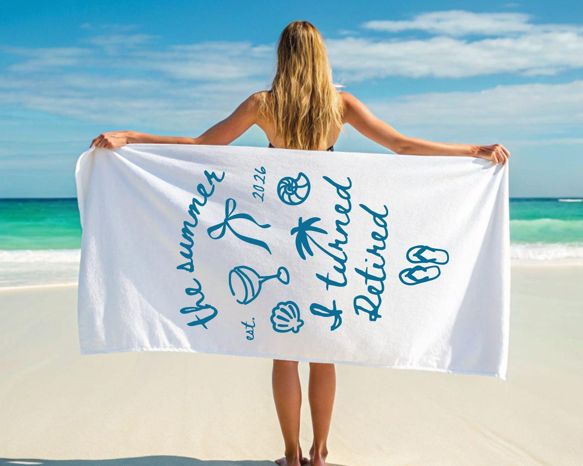 Retirement Gift For Women, The Summer I Turned Retired Beach Towel, Funny Retirement Party Gift For Retiree