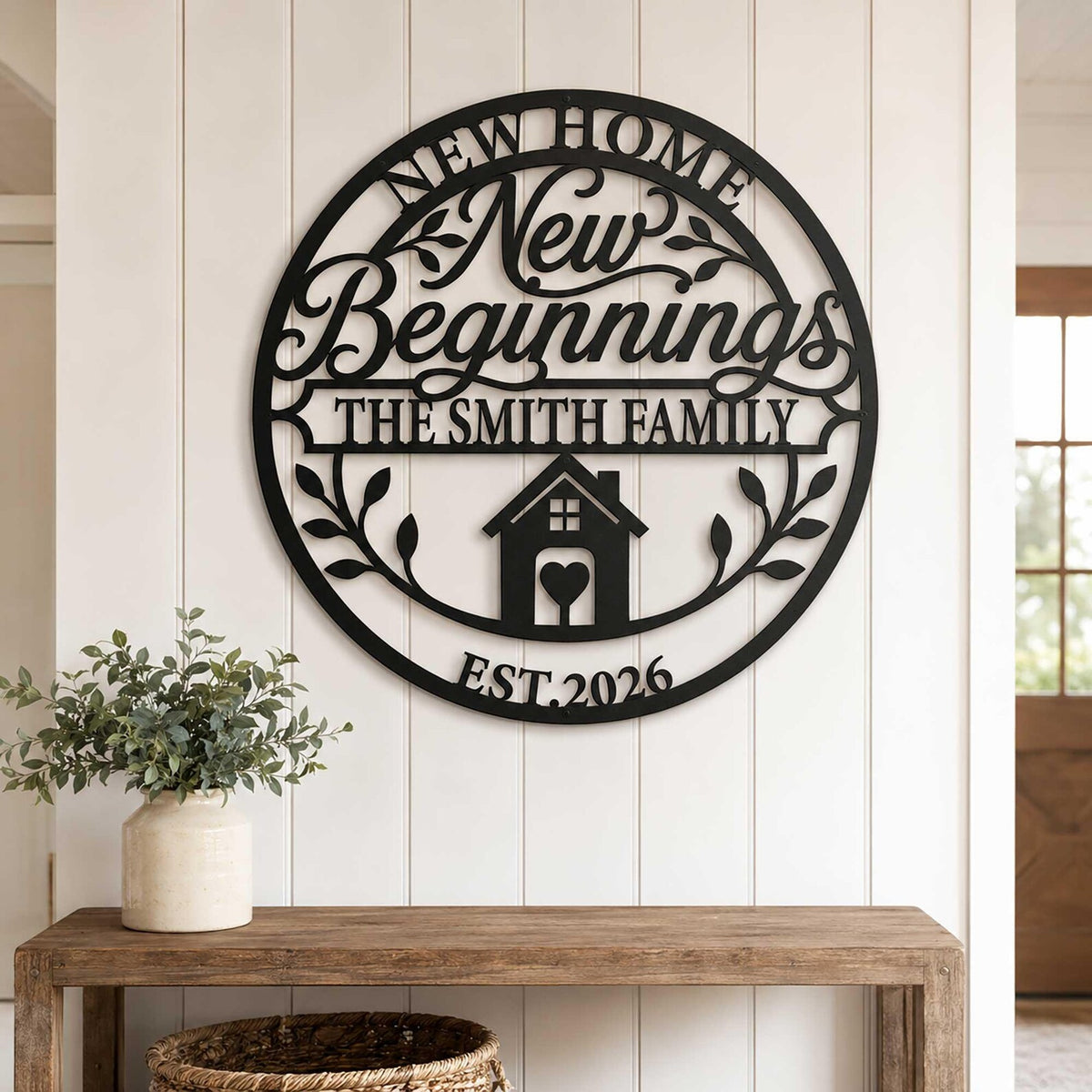 Personalized New Home Metal Sign, Custom Family Name Wall Art with Established Year