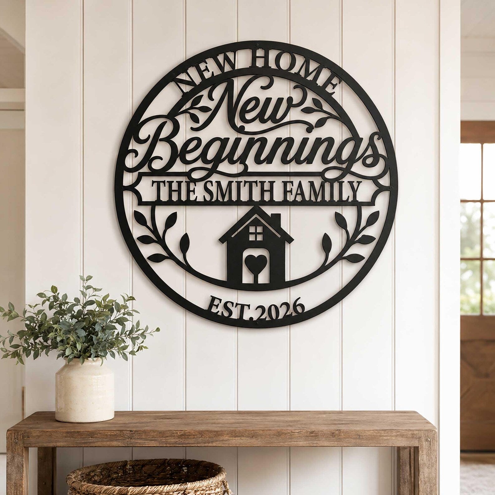 Personalized New Home Metal Sign, Custom Family Name Wall Art with Established Year