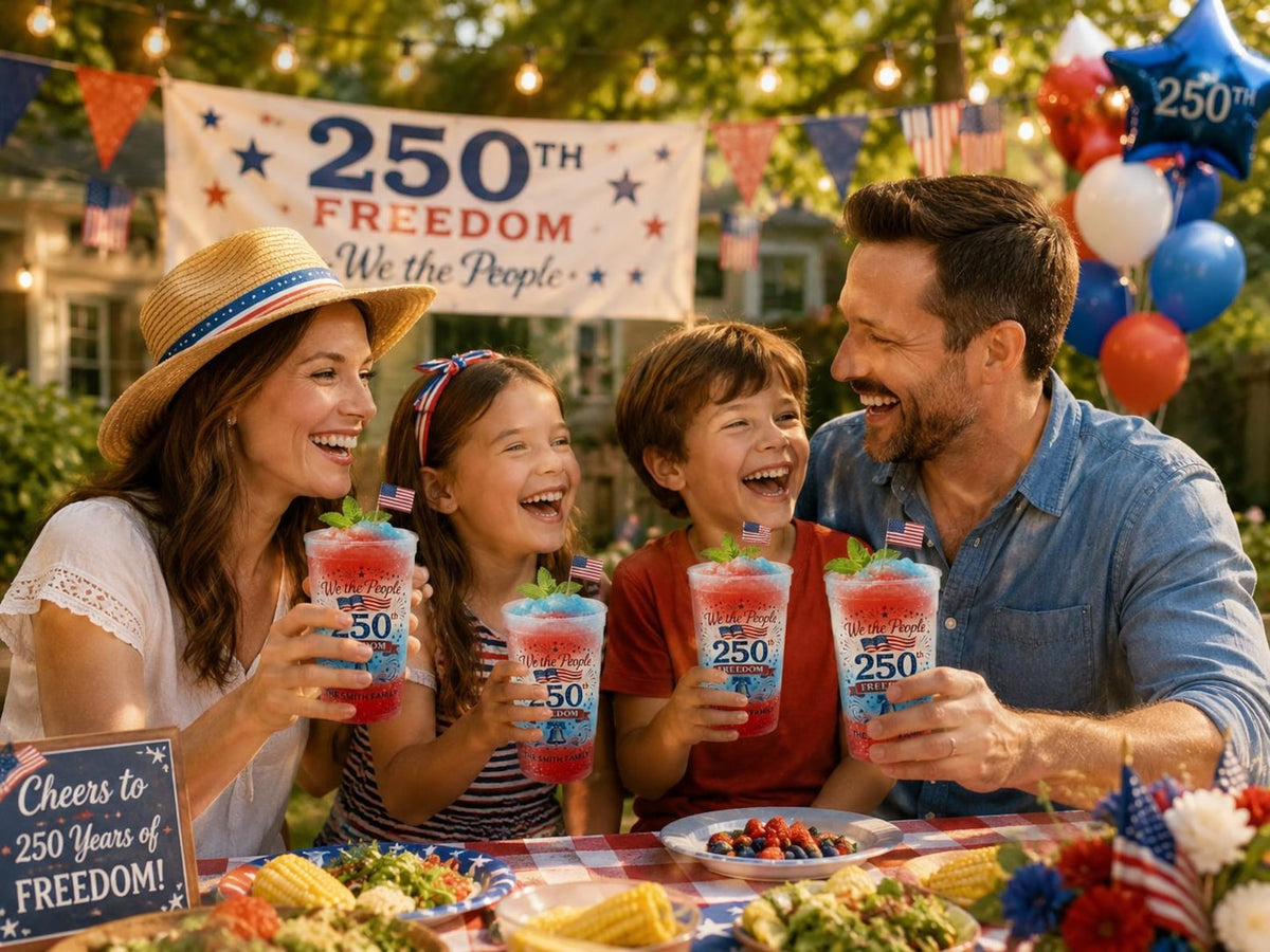 Personalized Family Name USA 250th Anniversary Frosted Cup, We The People 1776 2026 Cup, Patriotic Party Decor, 4th of July Cup