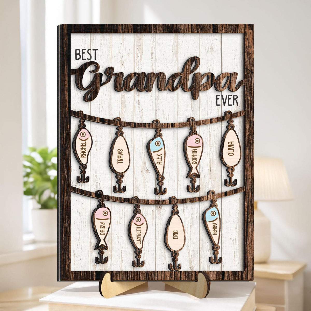 Personalized We Hooked The Best Dad Sign with Children s Names,Father's Day Gift,Fishing Dad Grandpa Gift,Fisherman,Fishing Lures for Dad