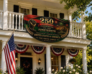 Personalized Juneteenth 250th Anniversary Bunting Banner, Juneteenth Freedom Day Fence Flag, Black History Patriotic Decor
