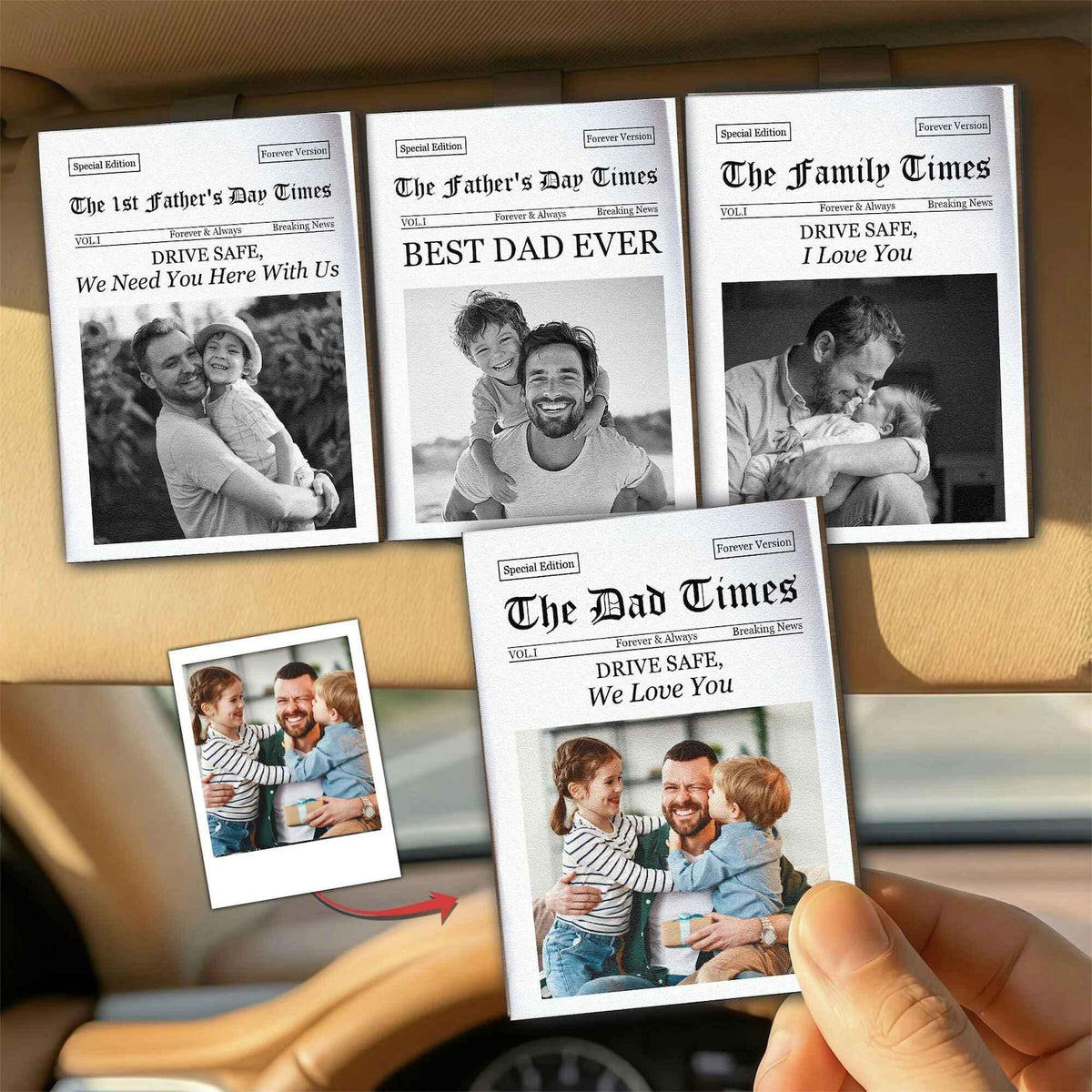 Personalized The Dad Times Drive Safe Car Visor Clip, Daddy We Love You Sun Visor Clip, Father's Day Gift For Him, Custom Husband Car Decor