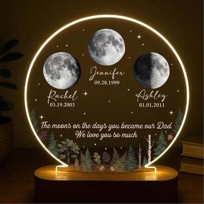The Days You Became Our Dad, Custom Moon Phase by Date, Personalized Acrylic LED Night Light, Father's Day Gift for Dad, Husband