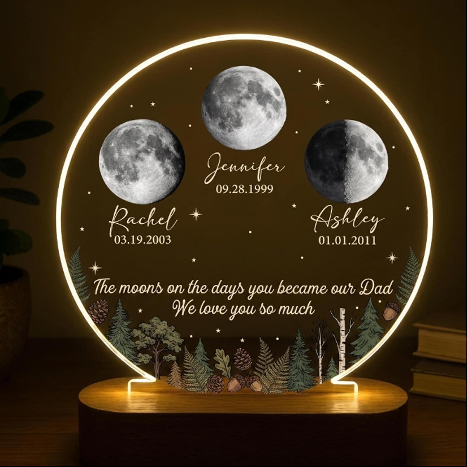 The Days You Became Our Dad, Custom Moon Phase by Date, Personalized Acrylic LED Night Light, Father's Day Gift for Dad, Husband