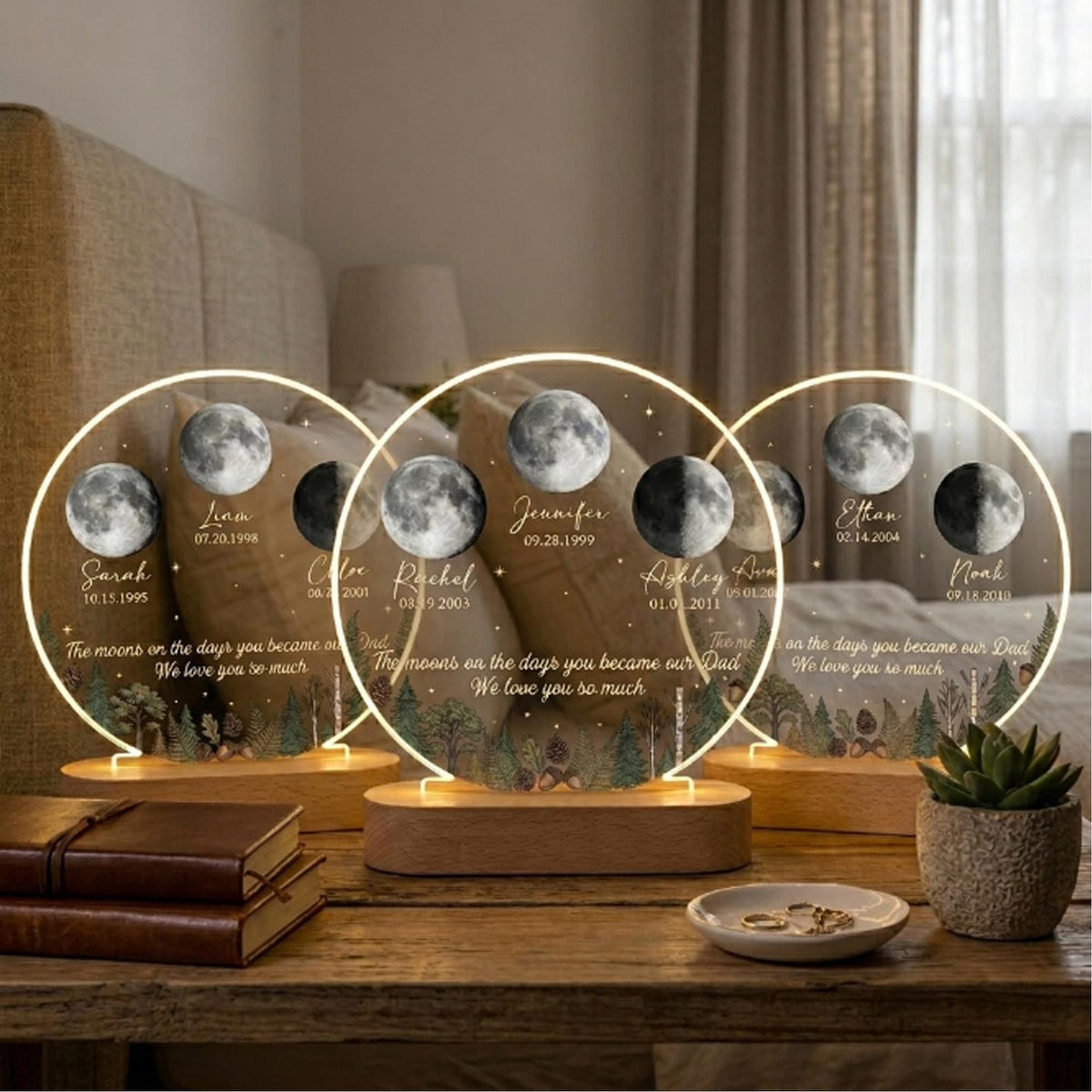 The Days You Became Our Dad, Custom Moon Phase by Date, Personalized Acrylic LED Night Light, Father's Day Gift for Dad, Husband