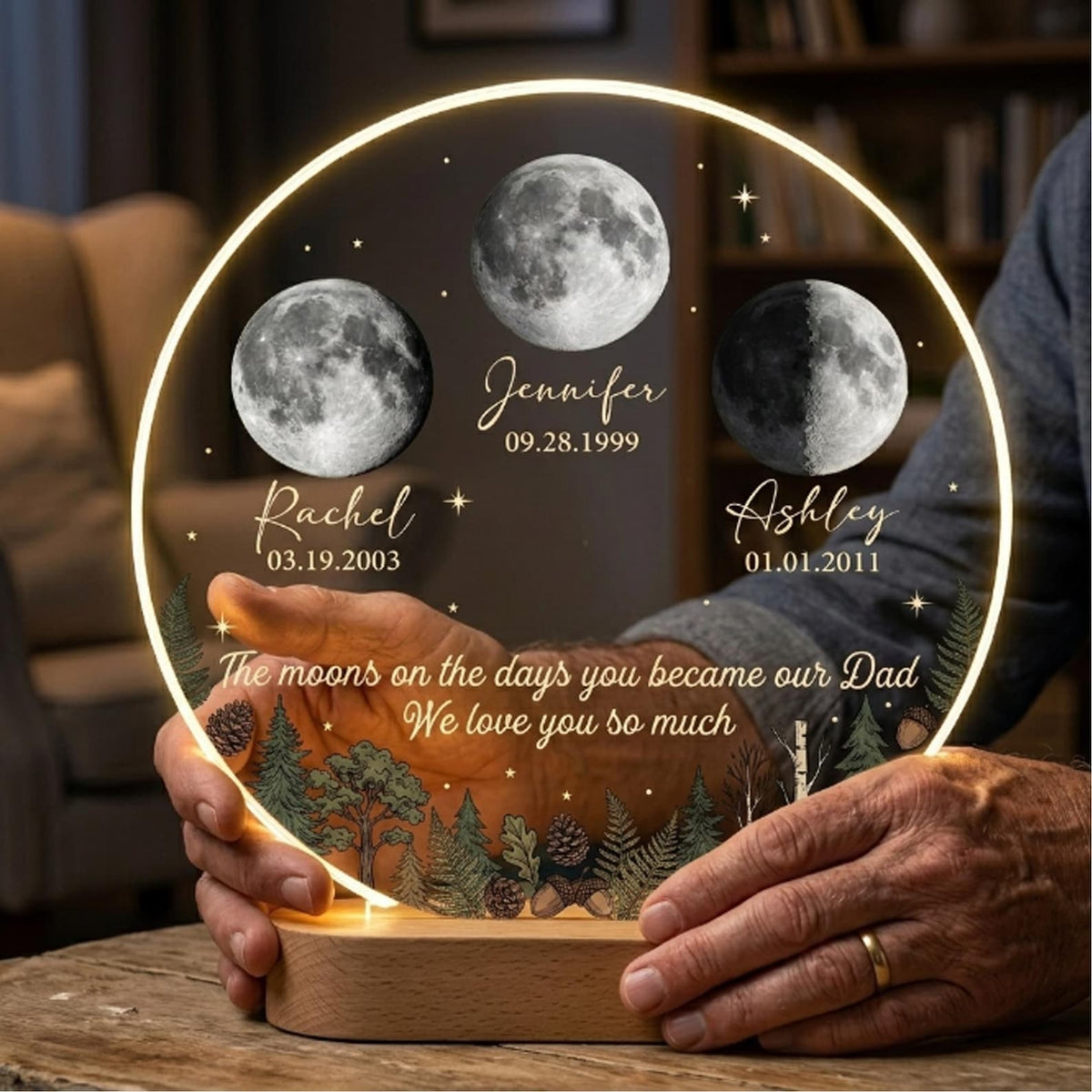 The Days You Became Our Dad, Custom Moon Phase by Date, Personalized Acrylic LED Night Light, Father's Day Gift for Dad, Husband